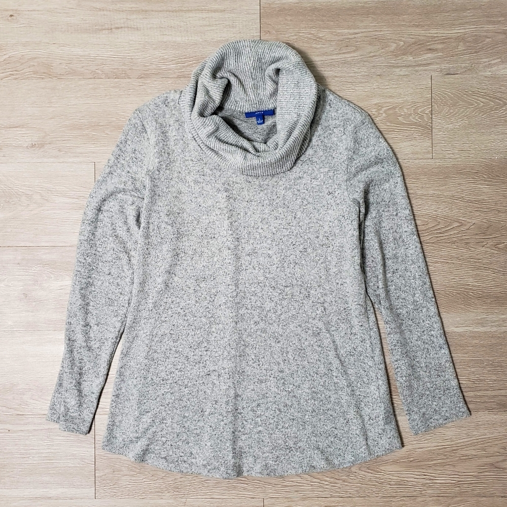 Heather grey cowlneck soft pullover sweater size Large Fall Winter classic cozy